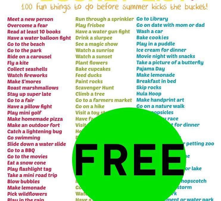 FREE Summer Bucket List for Kids Printable!