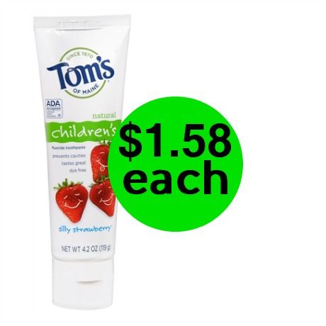 Tom's of Maine Children'sToothpaste Only $1.58 Each Right Now at Walmart!