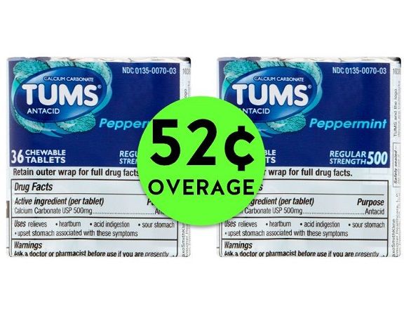 Upset Tummy? Nab TWO (2!) FREE + 52¢ Overage on Tums Chewable Tablets at Publix! ~ NOW!