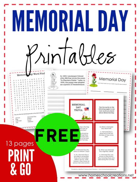 FREE Memorial Day Printables!