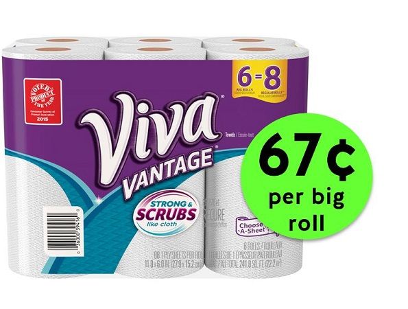 Save BIG on Viva Paper Towel Big Roll 6 Packs ONLY 67¢ Per Roll at Publix! ~ Ends Tues/Weds!
