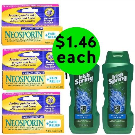 For $7.32 TOTAL, Get THREE (3!) Neosporin Plus Antibiotic Ointments and TWO (2!) Irish Spring Body Washes This Week at Walgreens!