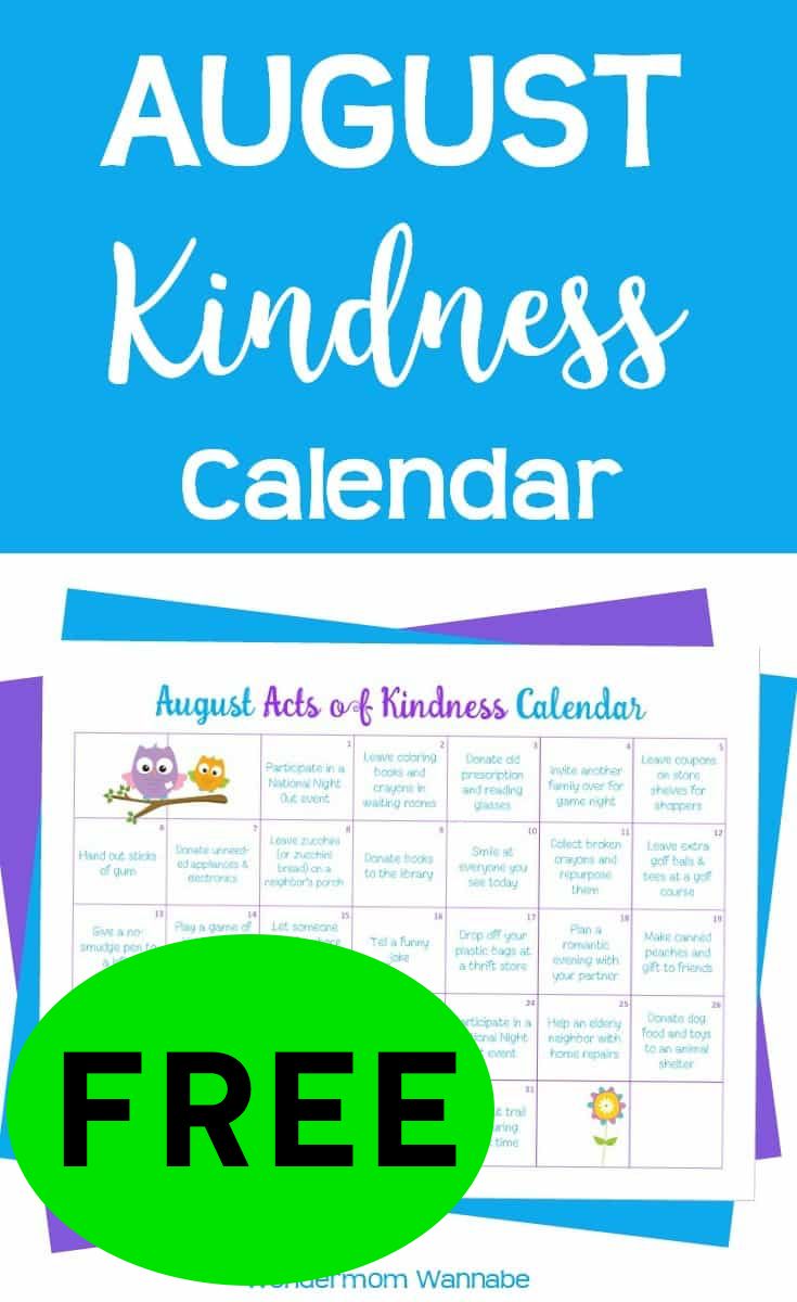 FREE August Acts of Kindness Calendar!