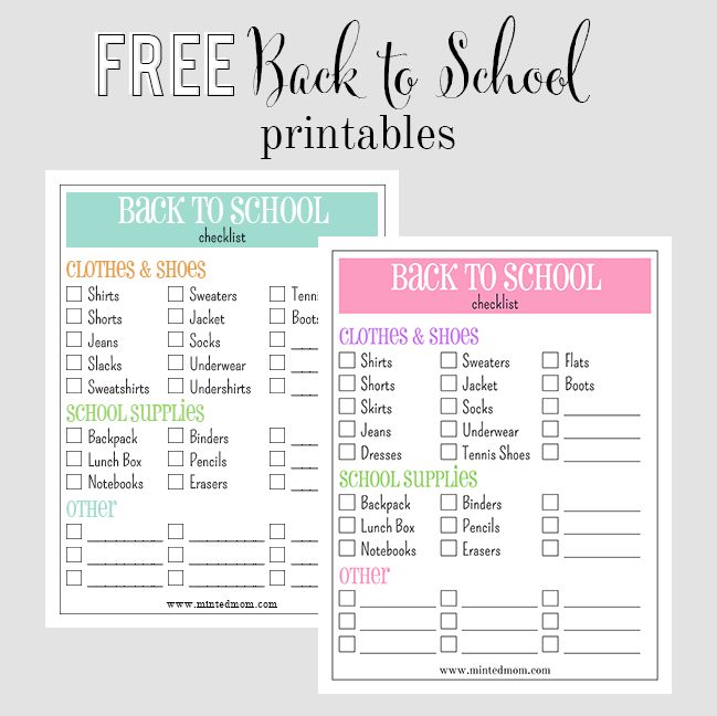 FREE Back to School Checklist Printable!