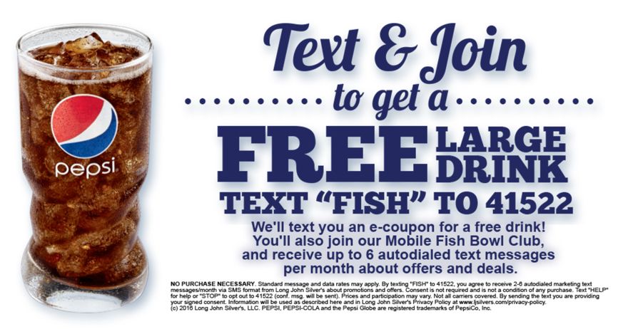 FREE Large Drink from Long John Silver!