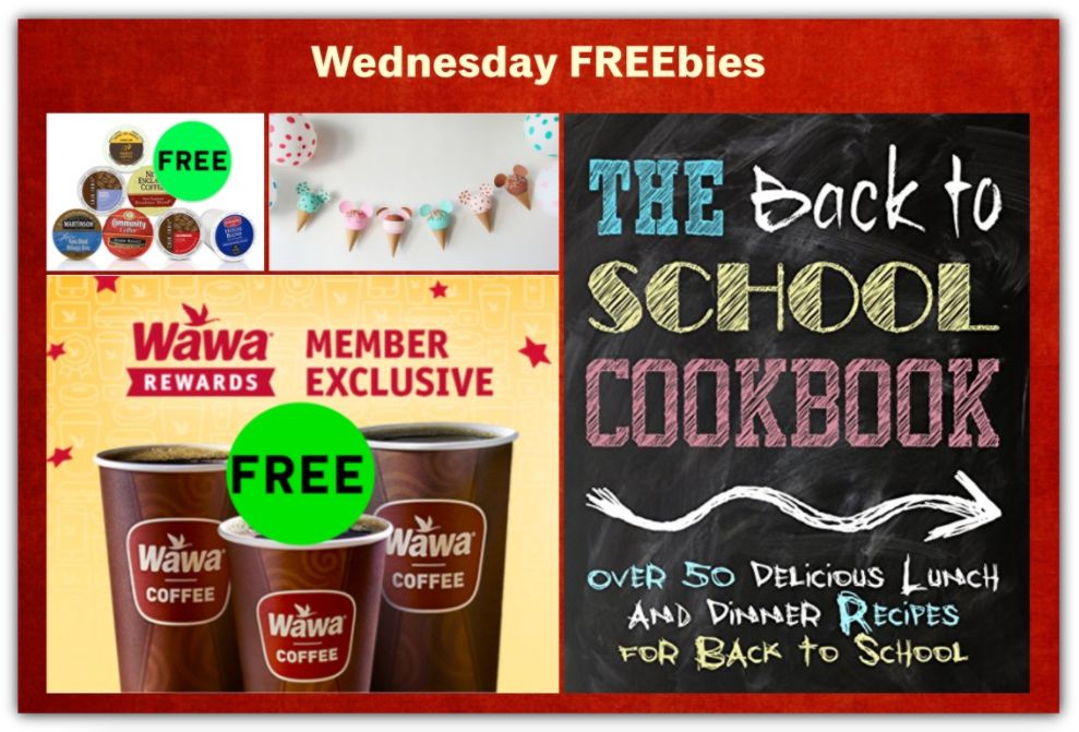 FOUR FREEbies: Coffee Every Wednesday at Wawa, Back to School eCookbook, Mickey Mouse Ice Cream Printable Garland and Single Serve Coffee Pod Sample Box!