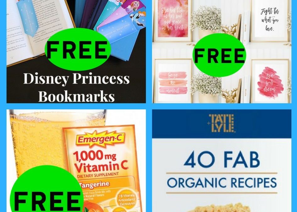 FOUR (4!) FREEbies: Disney Princesses Bookmarks, Inspirational Quote Printables, Emergen-C Packet and 40 Fab Organic Recipes eBook!