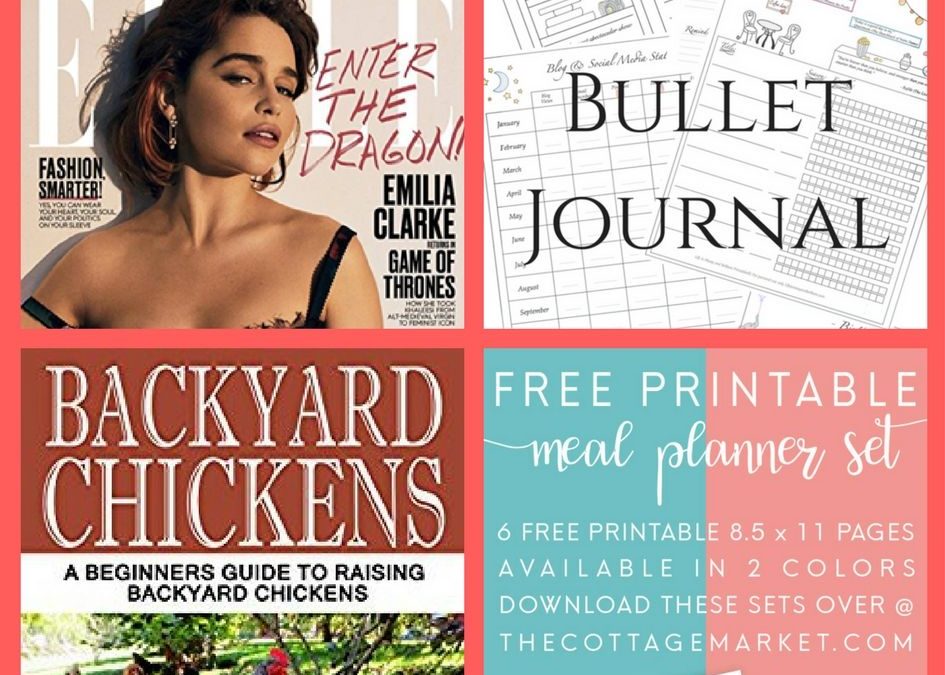 FOUR (4!) FREEbies: Annual Subscription to Elle Magazine, Bullet Journal Printables, Backyard Chickens eBook and Printable Meal Planner!