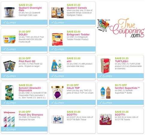 Print These *NEW* Eleven (11!) Coupons for Dole, Quaker, Schick & More!