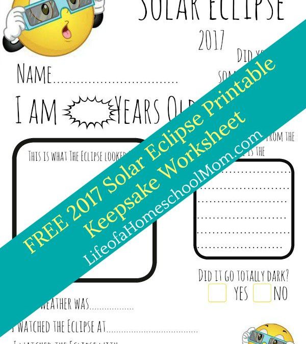 FREE 2017 Solar Eclipse Keepsake Worksheet for Kids!