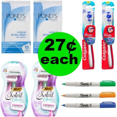 For $2.45 TOTAL, Get (2) BIC Soleil Razor Packs, (2) Pond's Towelettes, (2) Colgate Total Toothbrushes & (3) Sharpie Markers This Week at Walgreens!