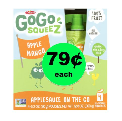 Snack Time! Get GoGo Squeez Applesauce ONLY 79¢ Each at Walmart! {On Sale at Publix, Too}
