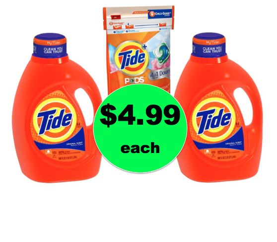 Laundry Detergent Bonanza with $4.99 Tide Detergent (BIG Bottles) & Pods ~ Ends Saturday!