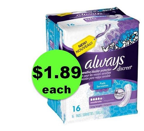 PRINT Now for $1.89 Always Discreet Pads at Publix! ~ NOW!