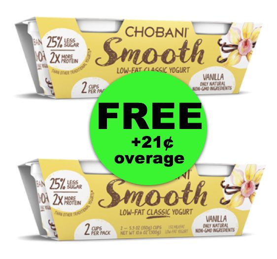 Wait … What?? Two (2!) FREE +21¢ OVERAGE on Chobani Smooth Yogurt From Publix ~ Ends Tues/Weds!