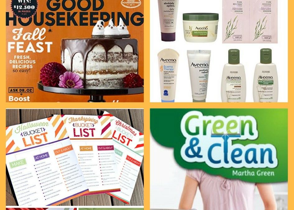 FOUR (4!) FREEbies: Annual Subscription to Good Housekeeping Magazine, Aveeno Products, Printable Family Holiday Bucket Lists and Green & Clean Natural Cleaning eBook!