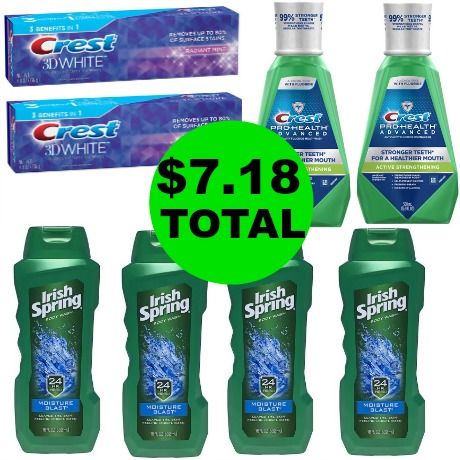For Only $7.18 Get (4) Irish Spring Body Wash, Crest Mouthwash and Crest Toothpaste This Week at Walgreens