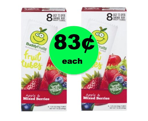 Get TWO (2!) Buddy Fruits Fruit Tubes 8 Packs ONLY 83¢ Each at Walmart! ~Right Now!
