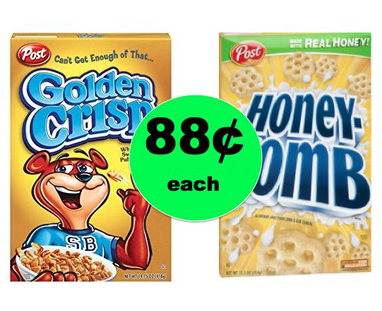 Pick Up Post Golden Crisp & Honey-Comb Cereal for Only 88¢ Each at Walgreens! ~ Ends Today!