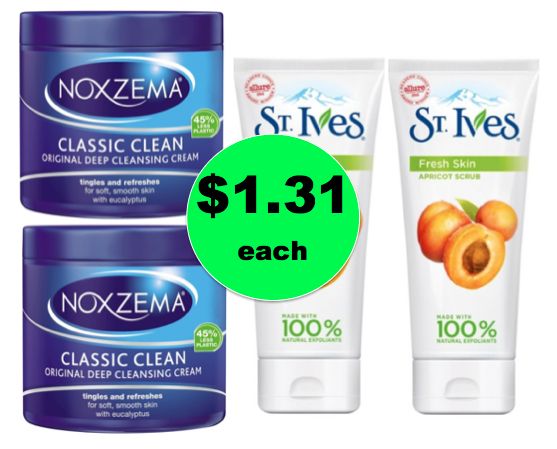 Pick Up Noxzema Cleansing Cream & St. Ives Facial Scrub ONLY $1.31 Each at Target! ~Right Now!