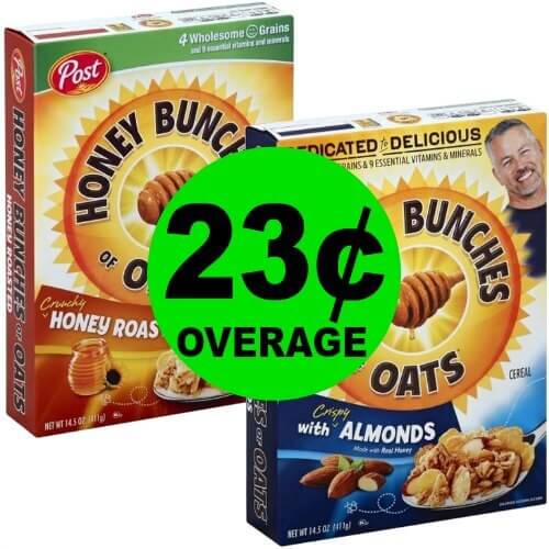 Breakfast is Served! Get TWO (2!) FREE + 23¢ OVERAGE on Post Honey Bunches of Oats Cereal at Publix! Ad Starts Today!