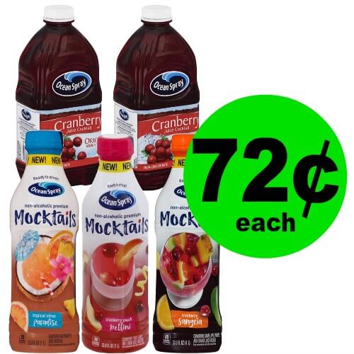 PRINT NOW! Stock Up on Ocean Spray Juice Cocktail and Mocktails for 72¢ Each at Publix! (1/4-1/10 or 1/3-1/9)