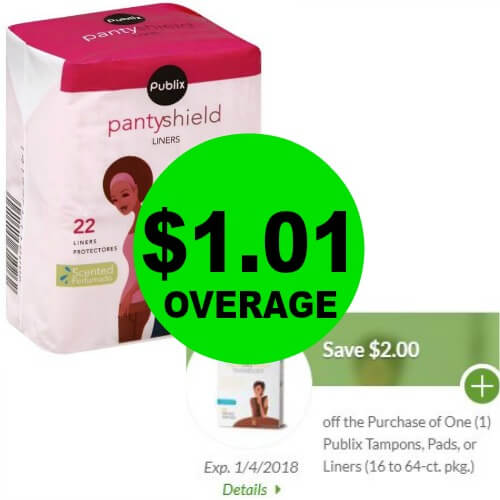 CLIP NOW! FREE + $1.01 OVERAGE on Publix Pantyshield Liners! Going On Now!
