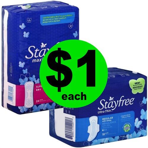 Stayfree Pads, $1 at Publix! 5/10 – 5/16 (or 5/9 – 5/15)