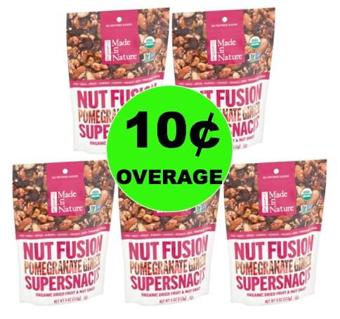 Up To FIVE (5!) FREE + 10¢ OVERAGE on Made In Nature Supersnacks at Walmart!