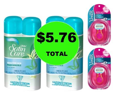For Just $5.76, Get (4) Satin Care Shave Gels & (2) Venus Snap Razors at Target! (Ends 2/3)