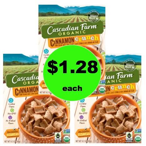 Good for You Breakfast with $1.28 Cascadian Farm Organic Cereal at Walmart!