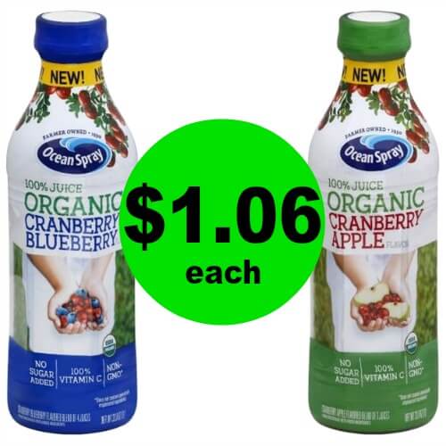 PRINT Now for $1.06 Ocean Spray Organic 100% Juices at Publix! (Ends 3/20 or 3/21)
