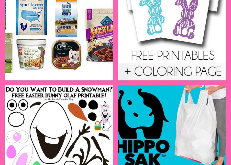 Check Out These FOUR FREEbies: Amazon Dog Box, Easter Printable & Coloring Page, Olaf Easter Bunny Printable, HippoSak Kitchen Trash Bags!