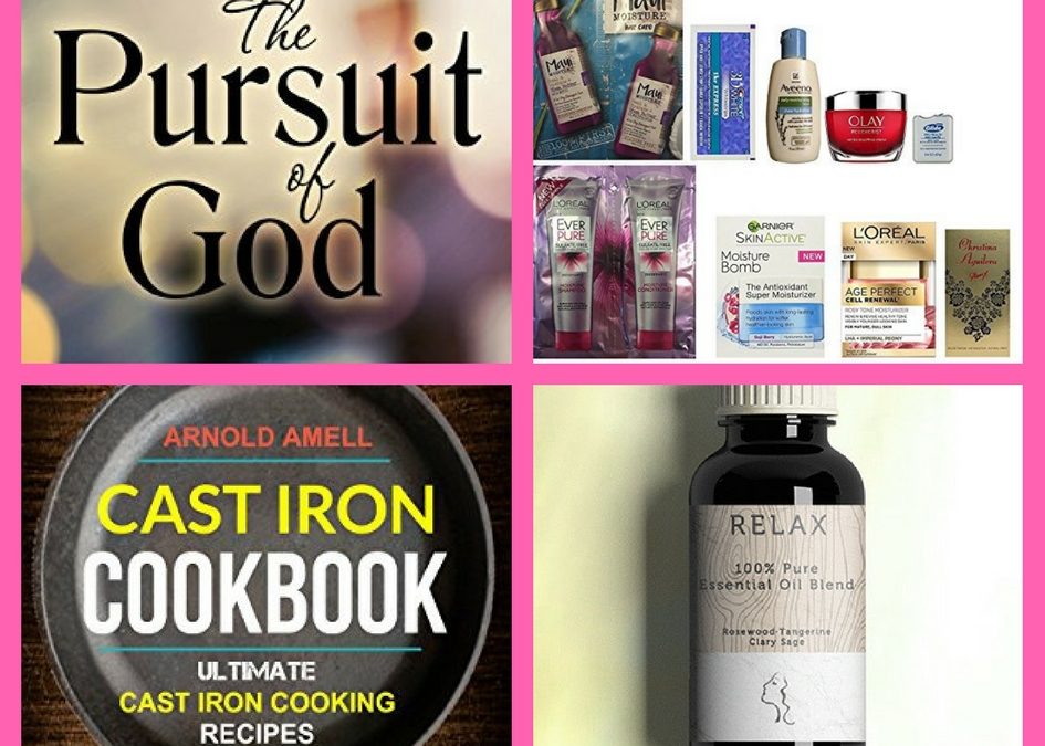 Did You See These FOUR (4!) FREEbies: The Pursuit of God eBook, Amazon Woman’s Daily Beauty Box, Cast Iron Cookbook and Relax Essential Oil!