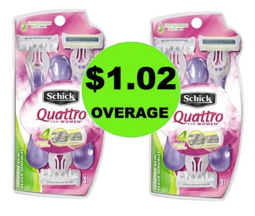 TWO (2!) FREE + $1.02 OVERAGE on Schick Quattro Disposable Razors at Target! (End 3/24)