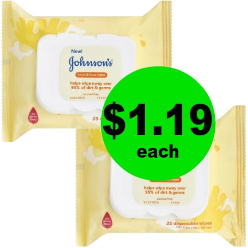 Johnson’s Hand & Face Wipes, $1.19 at Publix! (Ends 5/4)