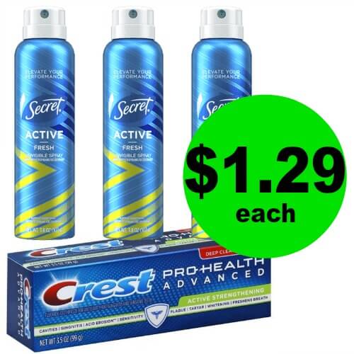 Secret Spray Deodorant & Crest Toothpaste, $1.29 at Publix! (Ends 4/24 or 4/25)