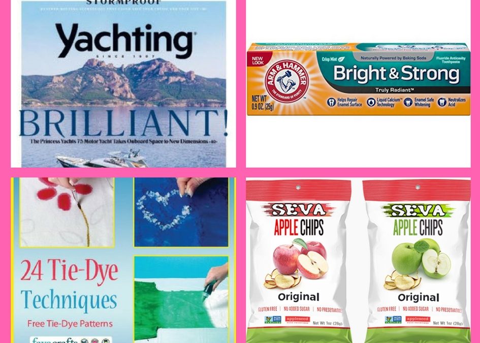 FOUR (4!) FREEbies: Annual Subscription to Yachting Magazine, Toothpaste form Amazon, 24 Tie-Dye Techniques eBook and Apple Chips!