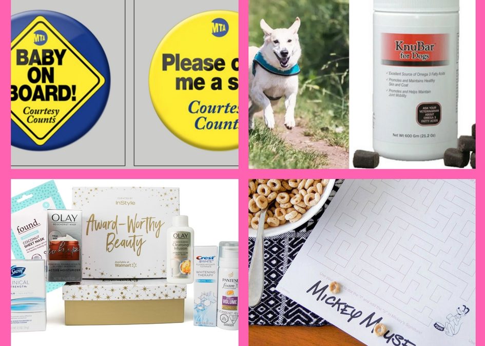 Make Sure to Get Your FOUR (4!) FREEbies: Baby on Board Pins, Dog Treats, Walmart Woman’s Beauty Box and Mickey Mouse Placemat!