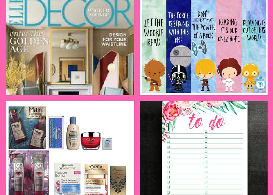 Don’t Miss These FOUR (4!) FREEbies: One Year Subscription to Elle Decor Magazine, Star Wars Printable Bookmarks, Amazon Woman’s Beauty Box and To-Do Printable List!