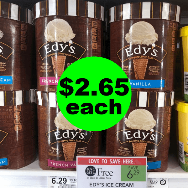 Publix Deal: 🍨 $2.65 Edy’s Ice Cream Cartons! (5/29-6/4 or 5/30-6/5)