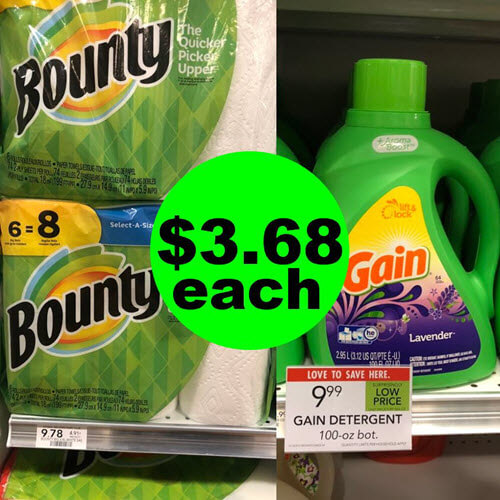 Publix Deal: ? $3.68 Gain 100 Oz Detergent & Bounty Paper Towel 6 Packs! (9/16-9/18 or 9/19)